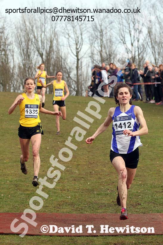 Charlene Thomas (Yorkshire) finishing 4th in the senior womens Inter Counties Cross Country, Cofton Park, Birmingham. Photo: David T. Hewitson/Sports for All Pics